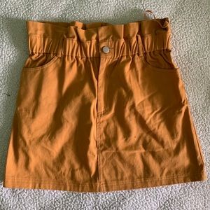 Mustard yellow cinch waist mini skirt